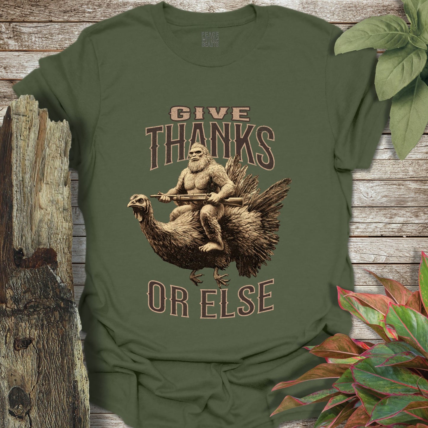 Bigfoot Give Thanks T-Shirt