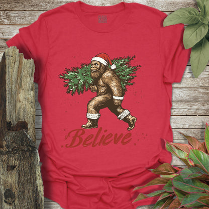 Bigfoot Believe In Christmas T-Shirt