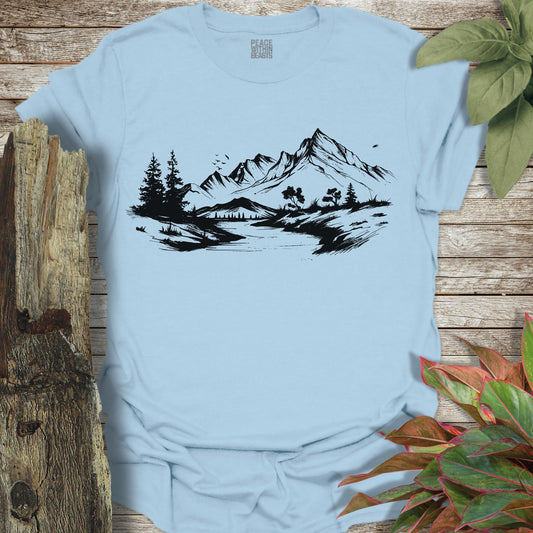 Mountain Simple Line Art T-Shirt
