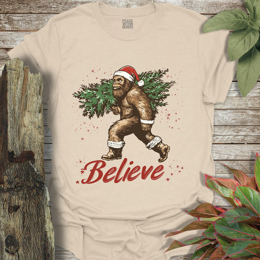 Bigfoot Believe In Christmas T-Shirt